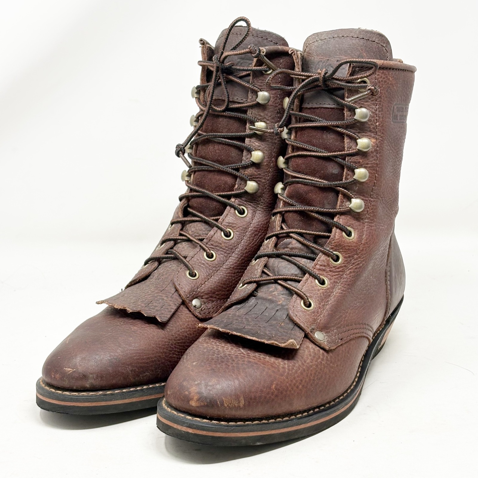 Ad-Tec 1173 Mens Size 9.5 Wide Brown Oil Tanned Leather Kiltie Logger Boots